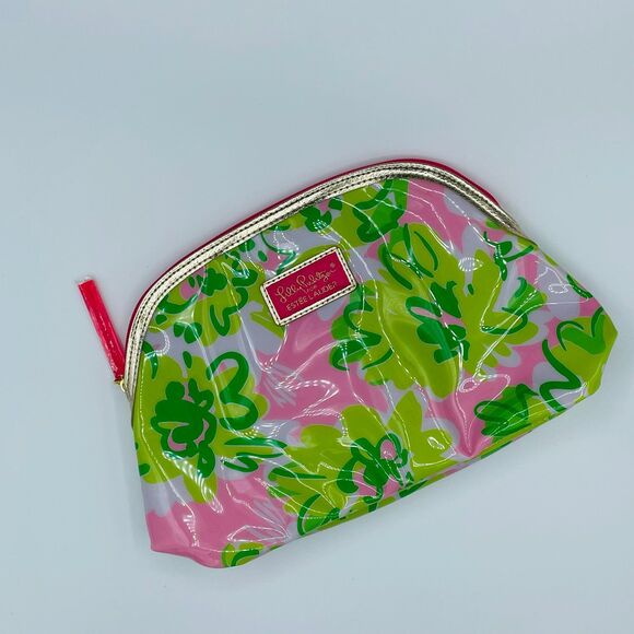 Lilly Pulitzer for Estee Lauder Zipper Make-Up Travel Pouch Bag Pink Green - Picture 2 of 8